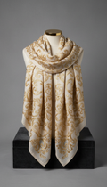 Champagne Linen Scarf with 24k Gold Embroidery